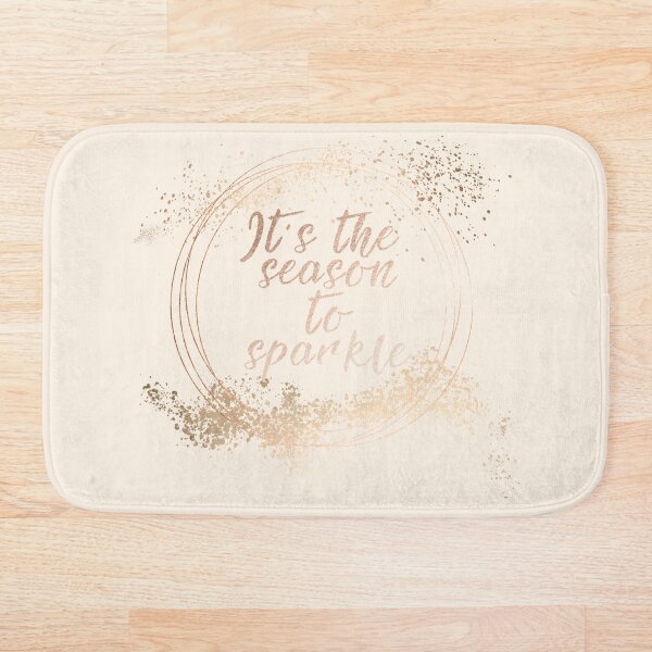 Gold sparkly Christmas decor Bath Mat