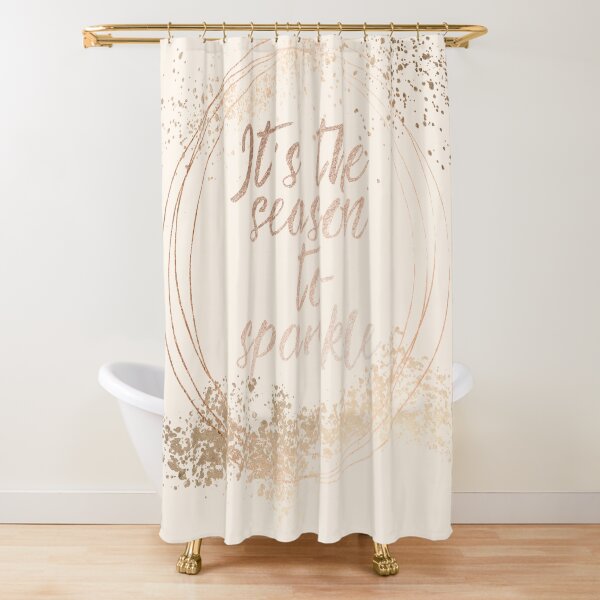 Gold sparkly Christmas decor Shower Curtain