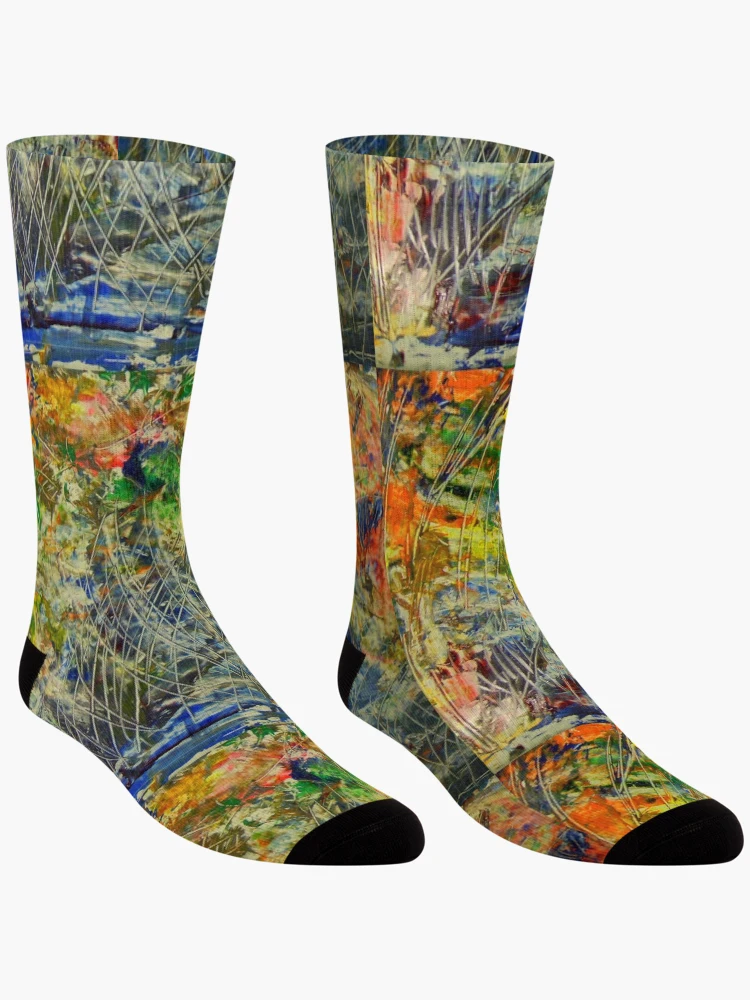 Thumbnail 3 of 5, Socks, "Fall Reeds in Stream" designed and sold by Robert Regenold's Art Shop.