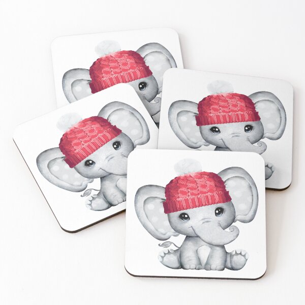 Item preview, cute elephant in red hat designed and sold by enaid.