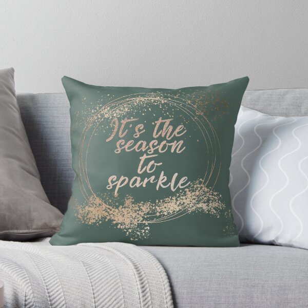 Green Sparkly Christmas Decor Throw Pillow