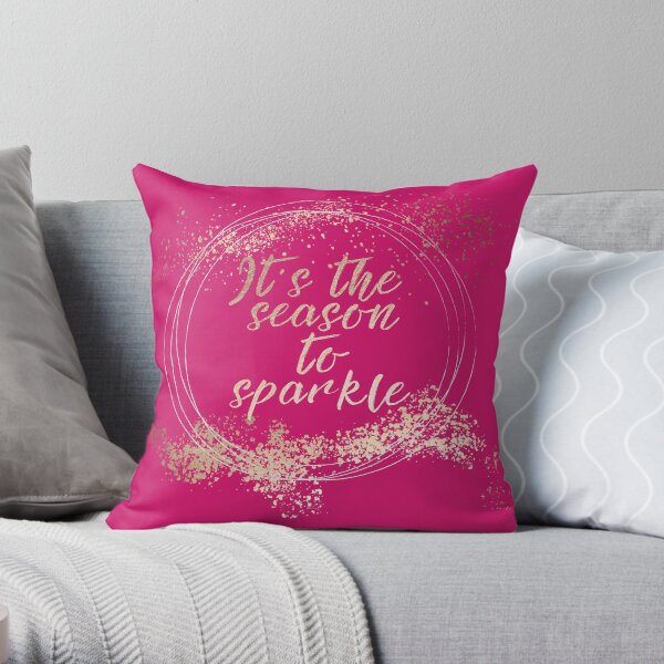 Sparkly Girly Pink Christmas Decor Throw Pillow