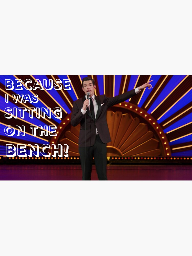 "John Mulaney Kid Sitting on the Bench" Sticker by