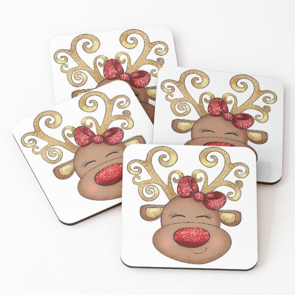 Item preview, Cute reindeer with a glittery red bow.  designed and sold by enaid.