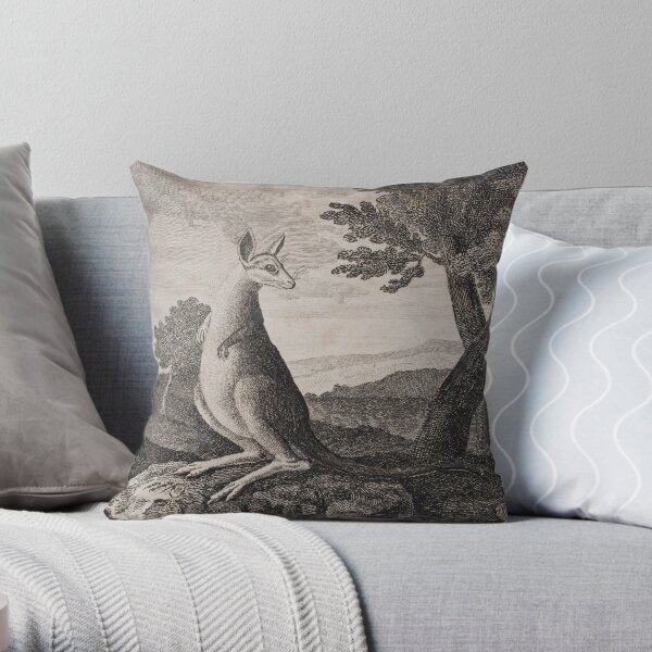 Vintage kangaroo print. (1790 - 1800) Throw Pillow
