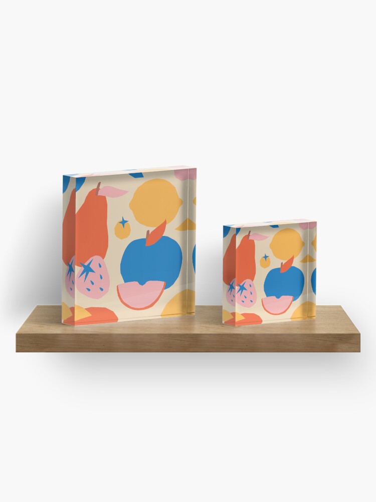 Alternate view of Fruits popart collage Acrylic Block