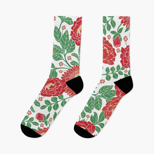 Item preview, Holiday/Christmas Red & Green Floral Pattern designed and sold by somecallmebeth.