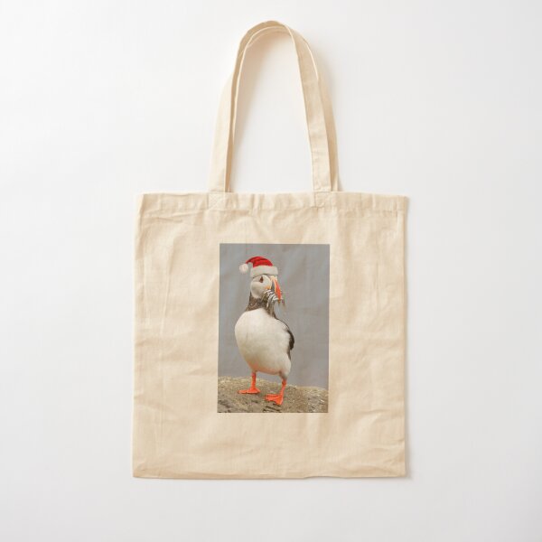 Holiday Puffin Cotton Tote Bag