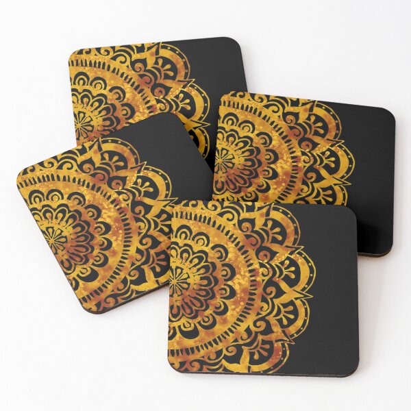 Item preview, Saffron Spice Mandala on Black designed and sold by ArtByDrax.