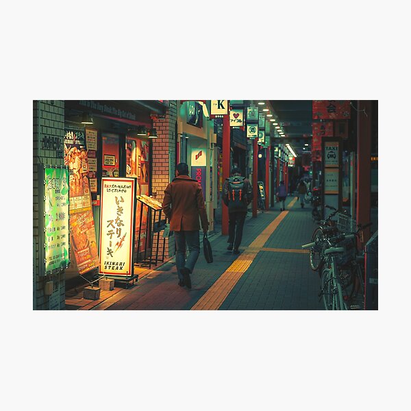 Passerby- Japan Night Photo Photographic Print
