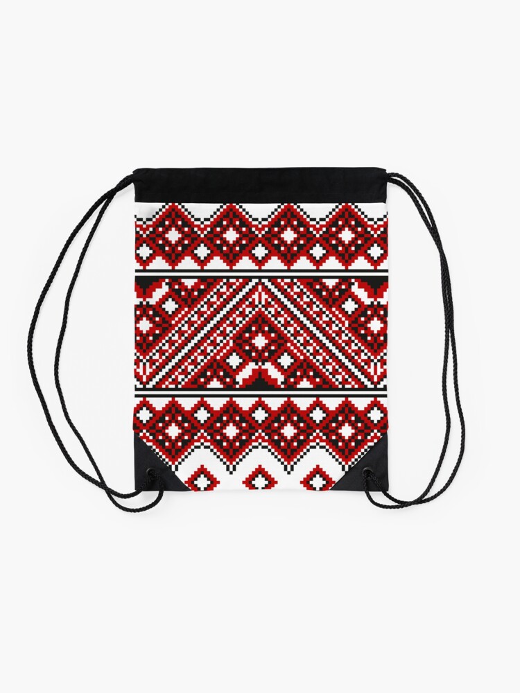 Alternate view of #Ukrainian #Embroidery, #CrossStitch, #Pattern Drawstring Bag