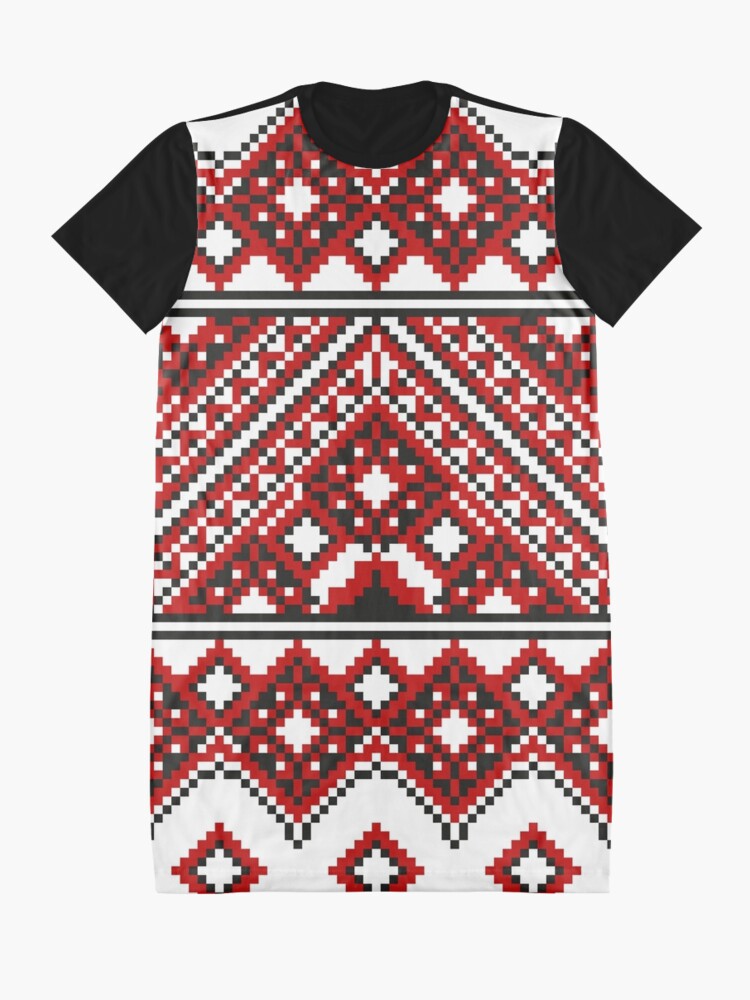 Alternate view of #Ukrainian #Embroidery, #CrossStitch, #Pattern Graphic T-Shirt Dress