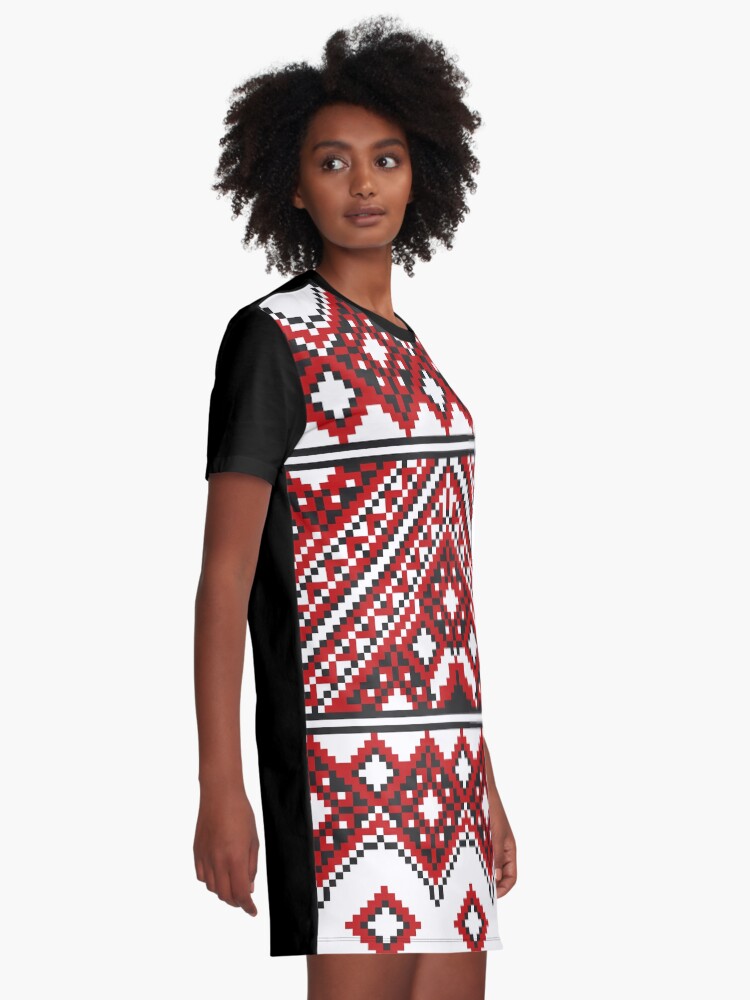 Alternate view of #Ukrainian #Embroidery, #CrossStitch, #Pattern Graphic T-Shirt Dress