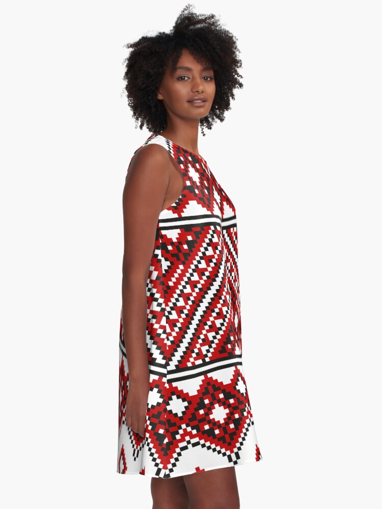 Alternate view of #Ukrainian #Embroidery, #CrossStitch, #Pattern A-Line Dress