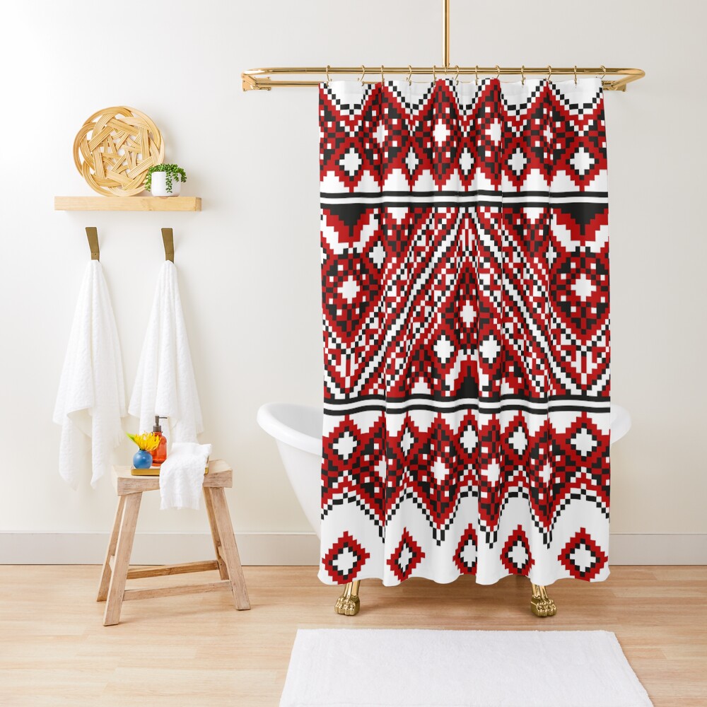 #Ukrainian #Embroidery, #CrossStitch, #Pattern Shower Curtain
