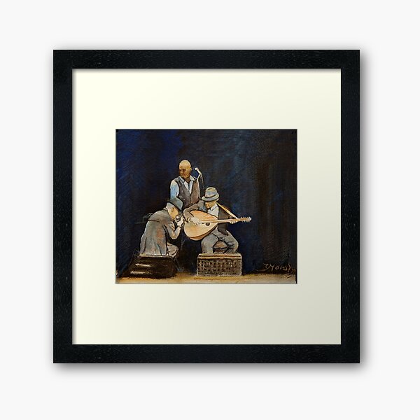 Leonard Cohen in concert with Javier Mas and Dino Soldo Framed Art Print