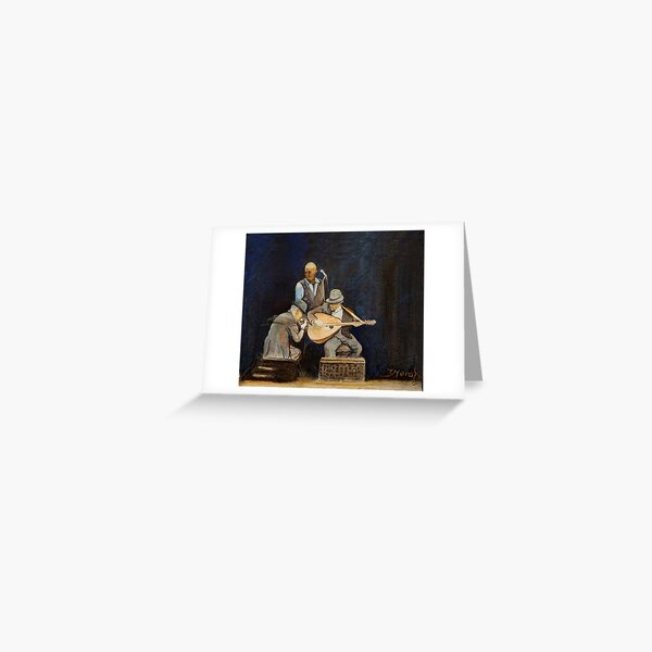 Leonard Cohen in concert with Javier Mas and Dino Soldo Greeting Card