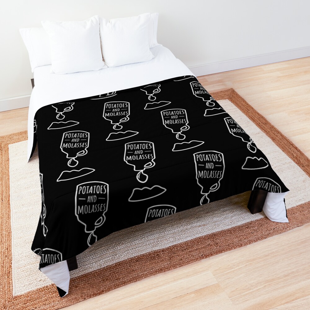 Potatoes and Molasses White Outline Comforter
