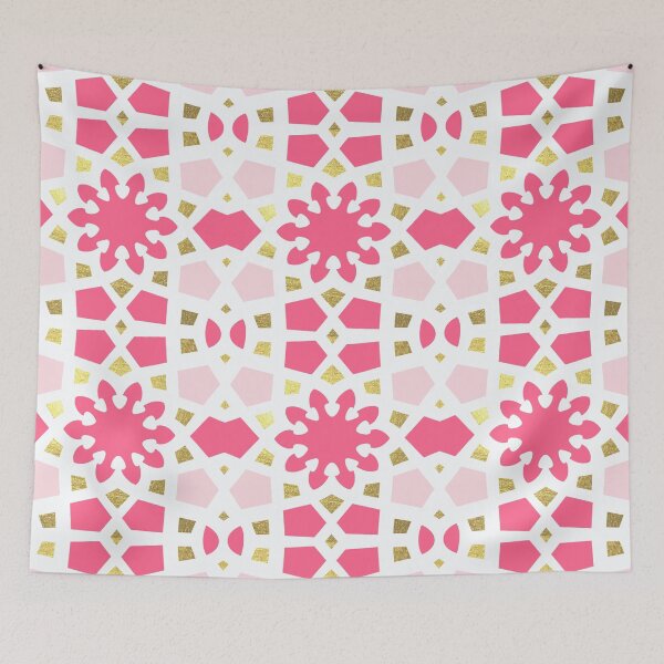 Item preview, Pink and gold geometric Arabic pattern inspired by the Grand Mosque at KAUST designed and sold by CreatEVEdesign.