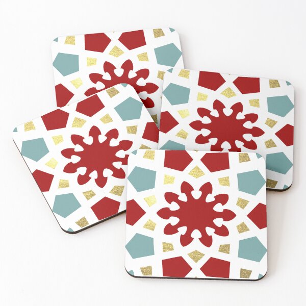 Item preview, Mint, cranberry and Gold, geometric Arabic pattern inspired by the Grand Mosque at KAUST designed and sold by CreatEVEdesign.