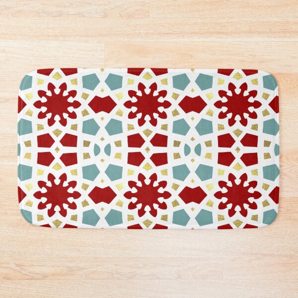 Item preview, Mint, cranberry and Gold, geometric Arabic pattern inspired by the Grand Mosque at KAUST designed and sold by CreatEVEdesign.