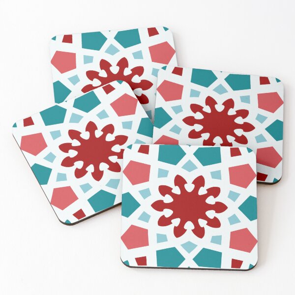 Item preview, Sage, cranberry, teal and coral geometric Arabic pattern inspired by the Grand Mosque at KAUST designed and sold by CreatEVEdesign.