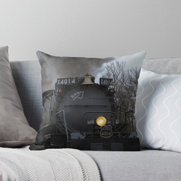 Item preview, Big Boy closeup with tree's,sky, and steam in Black Wolf  Kansas USA. designed and sold by ROBERTDBROZEK.