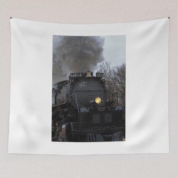 Item preview, Big Boy closeup with tree's,sky, and steam in Black Wolf  Kansas USA. designed and sold by ROBERTDBROZEK.