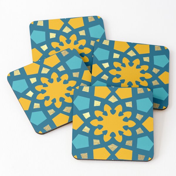 Item preview, Citrus, teal  and gold, geometric Arabic pattern inspired by the Grand Mosque at KAUST designed and sold by CreatEVEdesign.