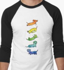Camiseta ¾ estilo béisbol Dachshunds Acuarela