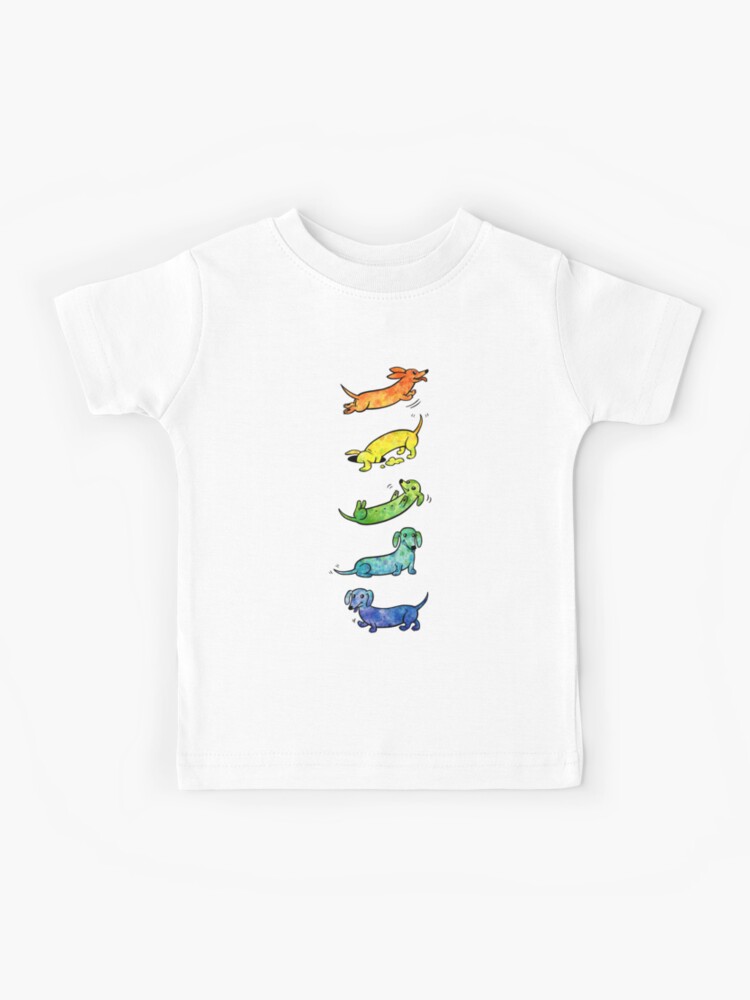 Watercolor Daschund Weiner Dog Pet Baby Casual Round Neck Tee Shirts Short Sleeve Tops