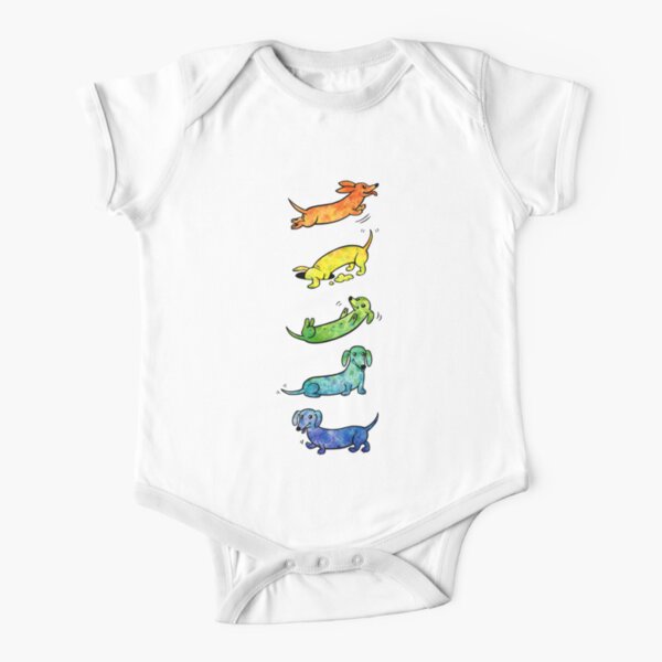 Watercolor Dachshunds Short Sleeve Baby One-Piece