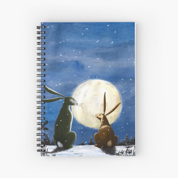 Hares and Moon Spiral Notebook