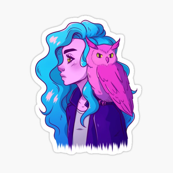Copy of Neon Owl Girl Two Sticker