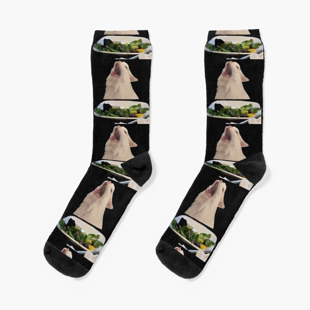 Smudge The Cat Hosiery, Table Cat Sock, Cat Meme Socks