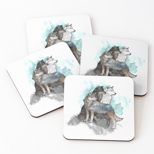 Double Exposure Wolves Untersetzer (4er Set)