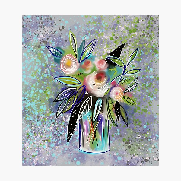 Abstract Watercolor Roses in a Vase by Jami Amerine Photographic Print