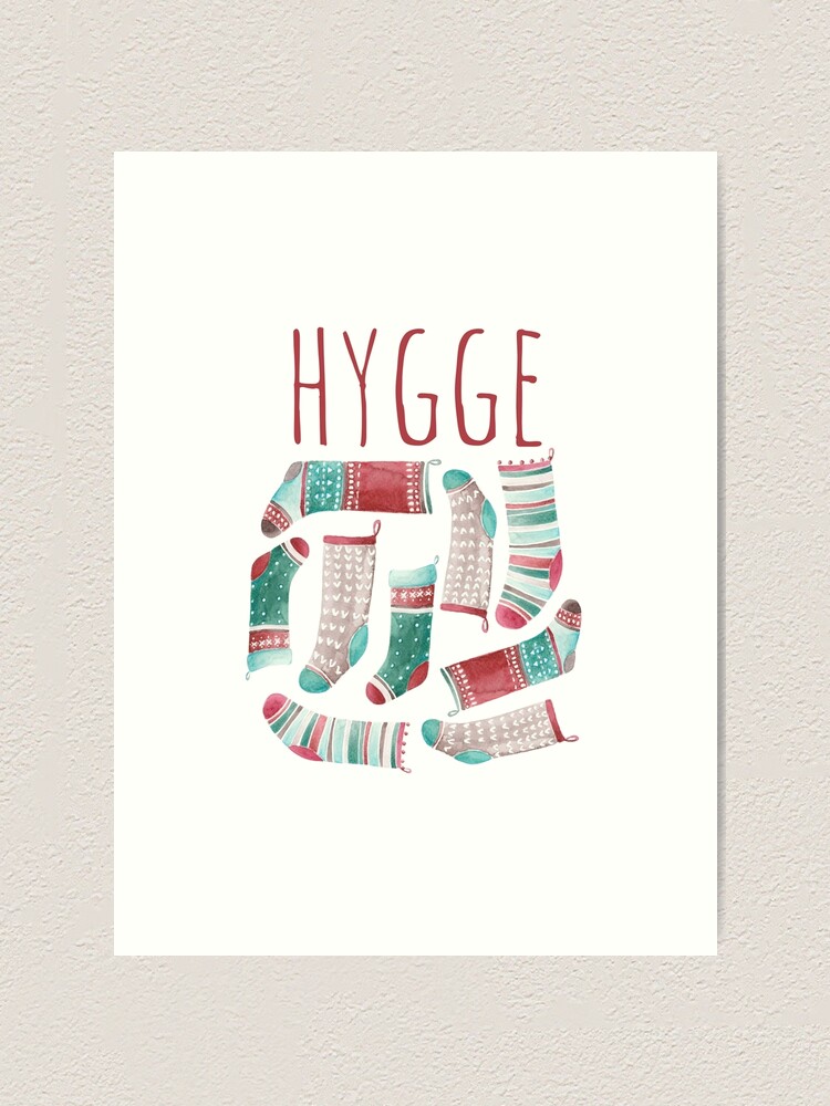 Hygge Christmas Socks Watercolor Art Print By Purealism Redbubble
