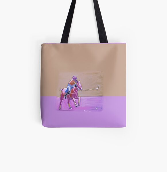 polo player taupe-lilac All Over Print Tote Bag
