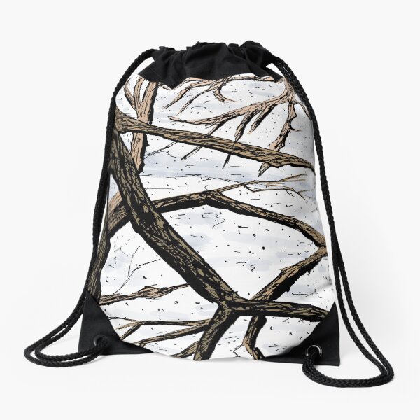 Tree Branches in a Snowscape Drawstring Bag