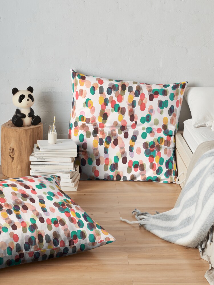 Alternate view of Tropical rain dots - Orange green yellow Floor Pillow