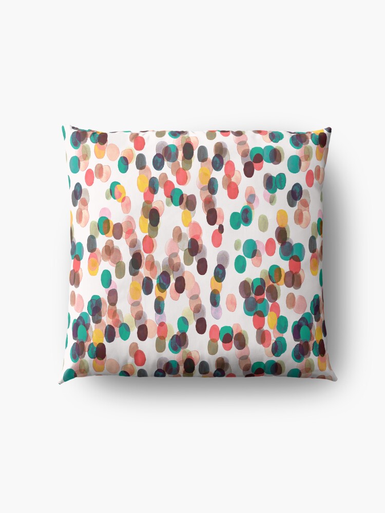 Alternate view of Tropical rain dots - Orange green yellow Floor Pillow