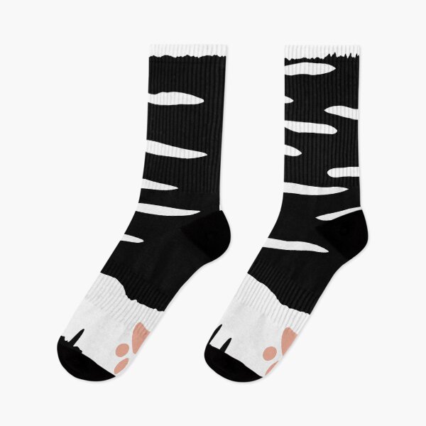 Item preview, Cat Paw Socks Black And White designed and sold by TheFlying6.