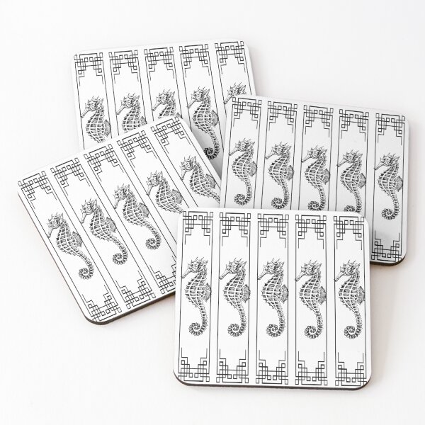 Item preview, Seahorse Illustration in Black and White Minimalism  designed and sold by Nisuris.