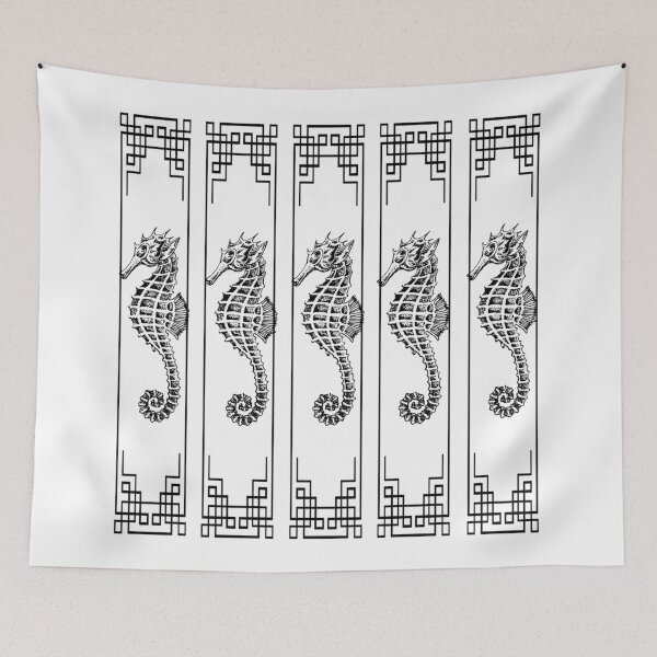 Item preview, Seahorse Illustration in Black and White Minimalism  designed and sold by Nisuris.