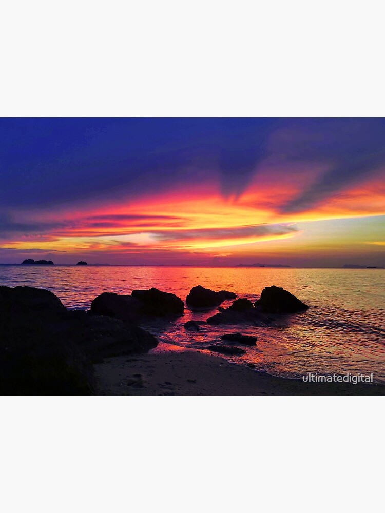 Tropical Beach Sunset Art Board Print By Ultimatedigital Redbubble