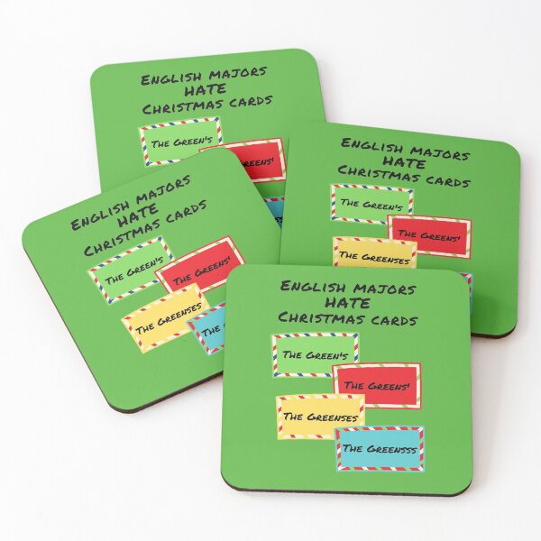 Item preview, English majors hate Christmas cards funny holiday green designed and sold by GrammarDance.