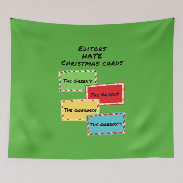 Item preview, Editors hate Christmas cards funny holiday green designed and sold by GrammarDance.