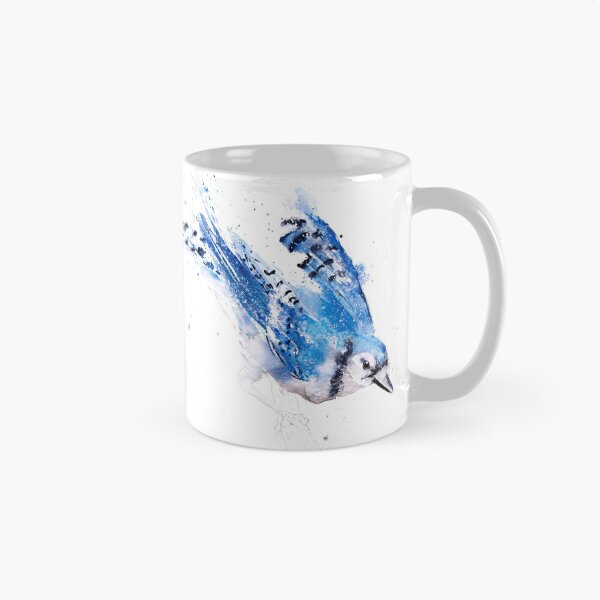 Artikelvorschau, Blue Jay-Vogel-Malerei-Vogel-Aquarell-Malerei von Syman Kaye - moderne blaue Jay-Vogel-Kunst entworfen und verkauft von Syman Kaye.