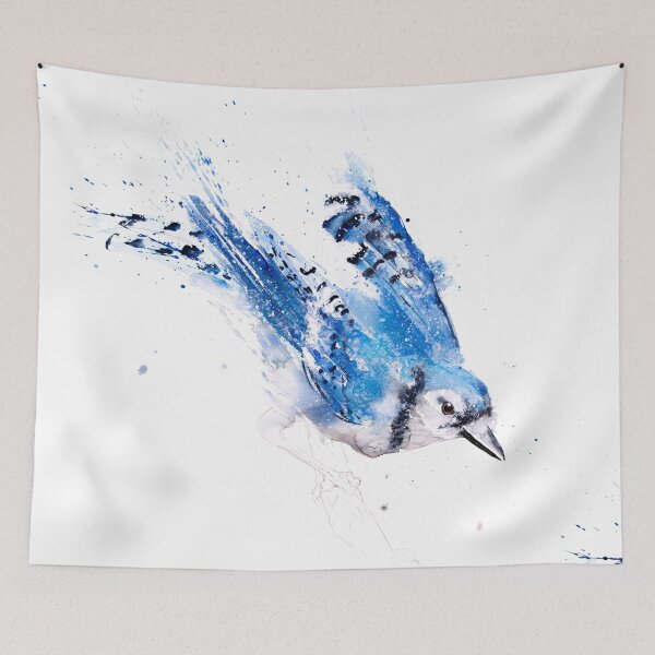 Item preview, Blue Jay Bird Painting Bird Watercolour Painting by Syman Kaye - Modern Blue Jay Bird Art designed and sold by Syman Kaye.